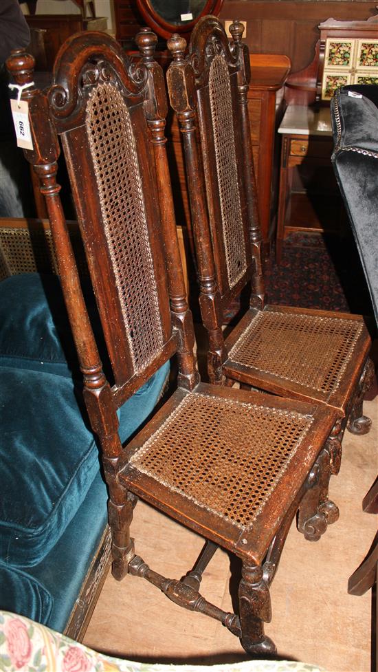 A pair of William & Mary walnut and beech side chairs(-)